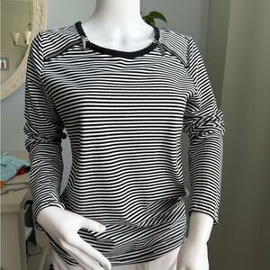 Michael Kors Black and White Striped Long Sleeved Shirt